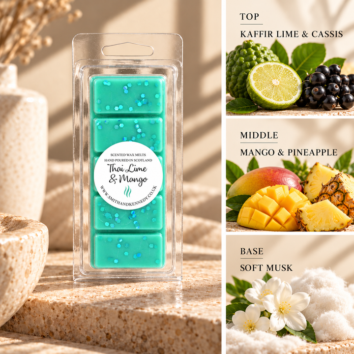 Thai Lime &amp; Mango fruity inspired wax melt snap bar by Smith &amp; Kennedy Scents