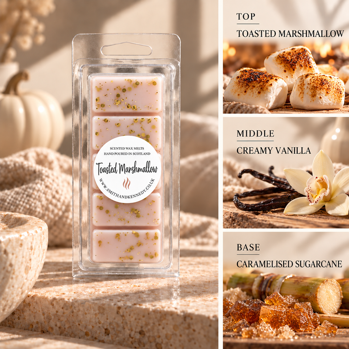 Toasted Marshmallow autumn inspired wax melt snap bar by Smith &amp; Kennedy Scents