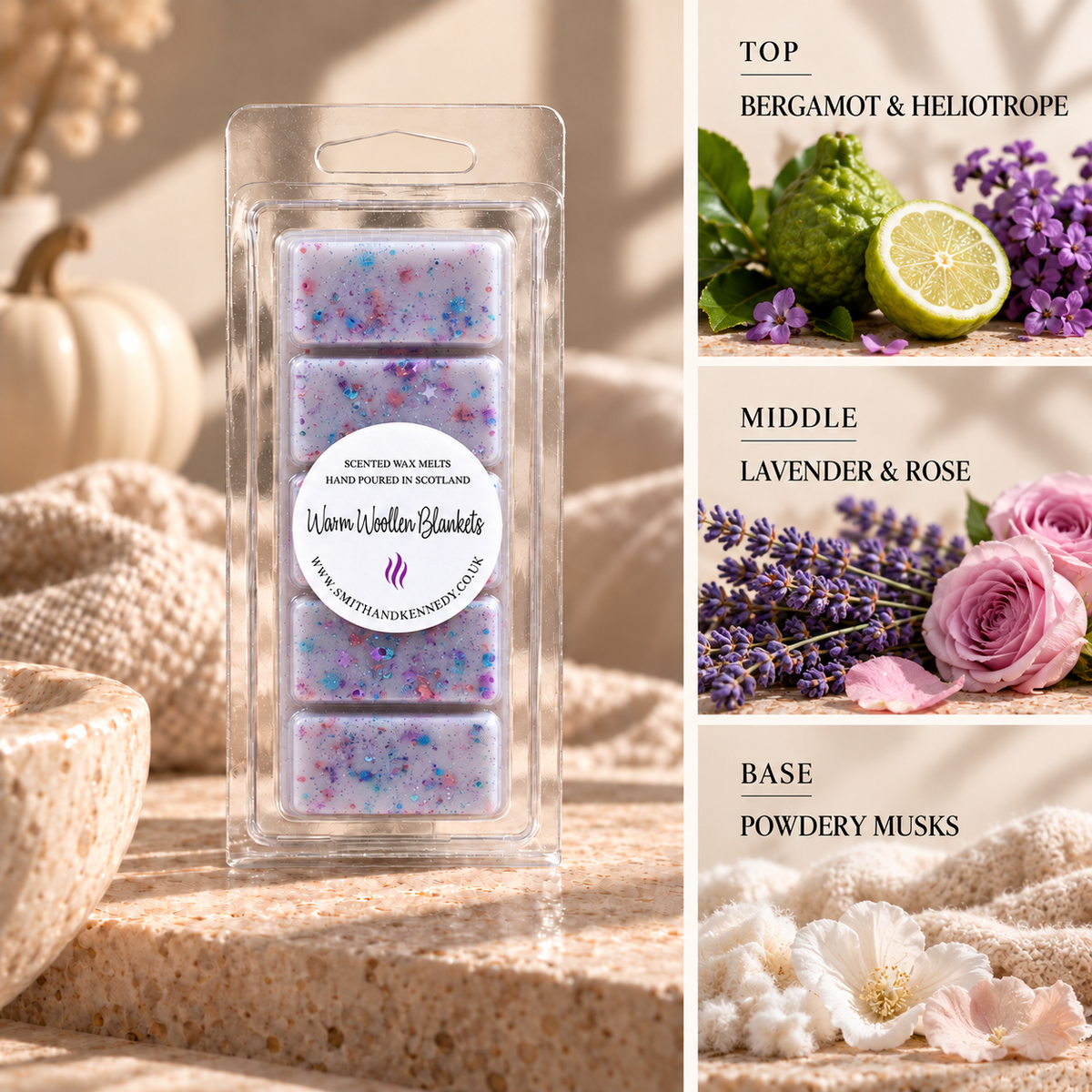Warm Woollen Blankets autumn inspired wax melt snap bar by Smith & Kennedy Scents