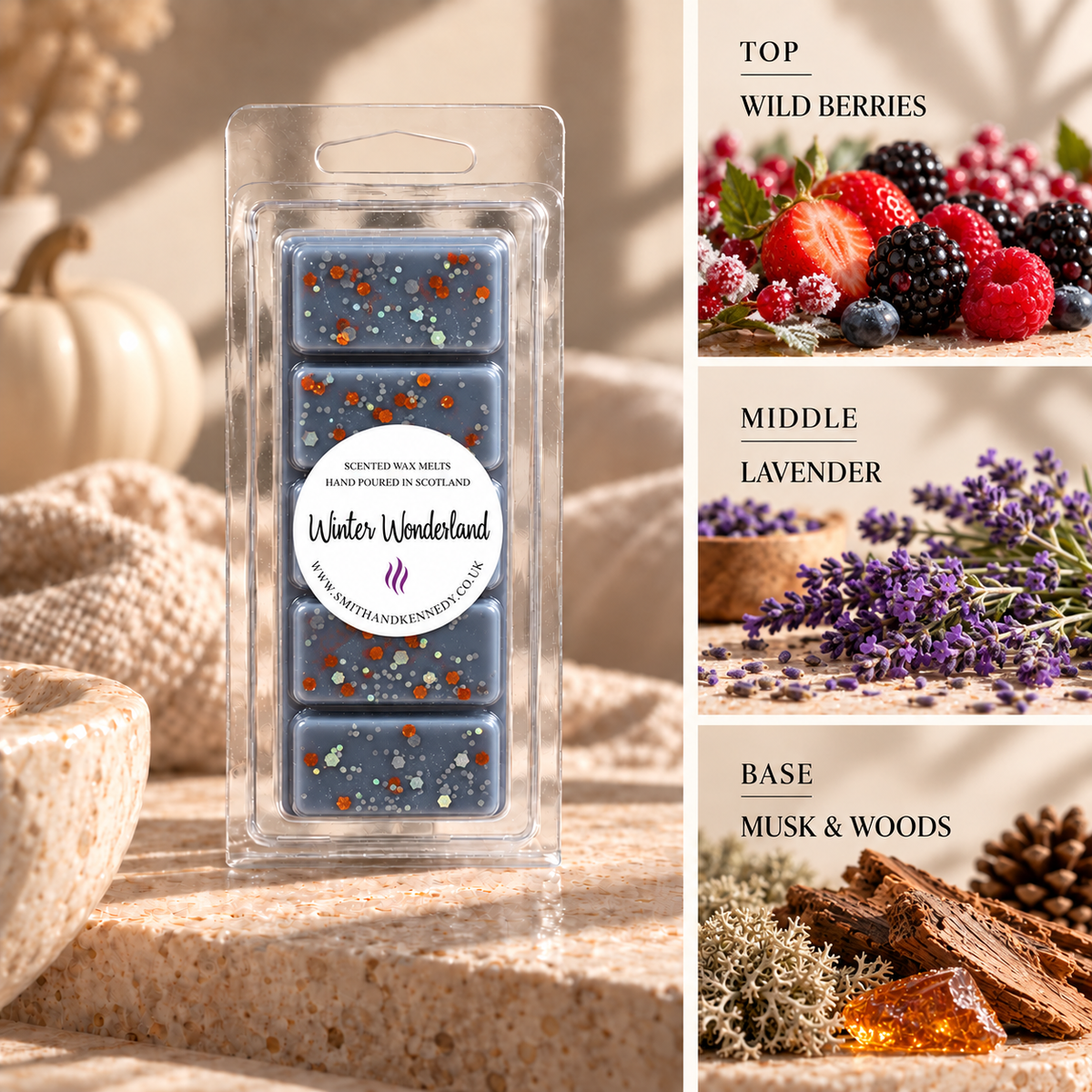 Winter Wonderland autumn inspired wax melt snap bar by Smith & Kennedy Scents