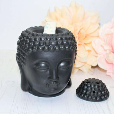 Black Ceramic Buddha Head Tea Light Wax Melt Burner
