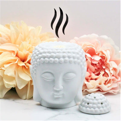 White Ceramic Buddha Head Tea Light  Wax Melt Burner