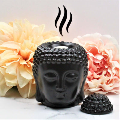 Black Ceramic Buddha Head Tea Light  Wax Melt Burner